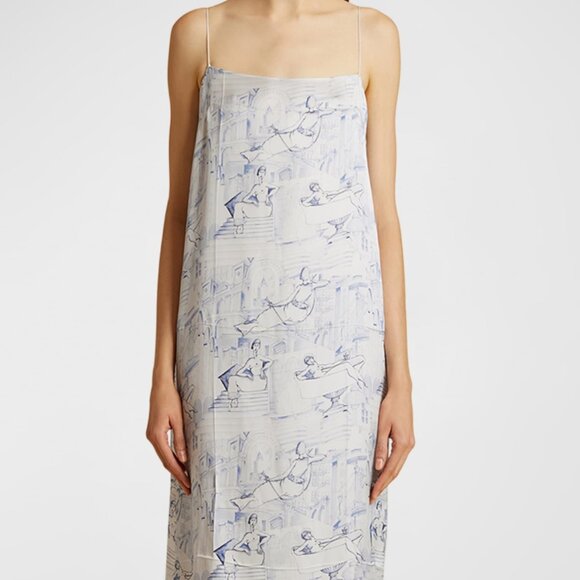 KHAITE Dresses & Skirts - Khaite Sicily Toile print Sleeveless Midi Shift Dress sz 8